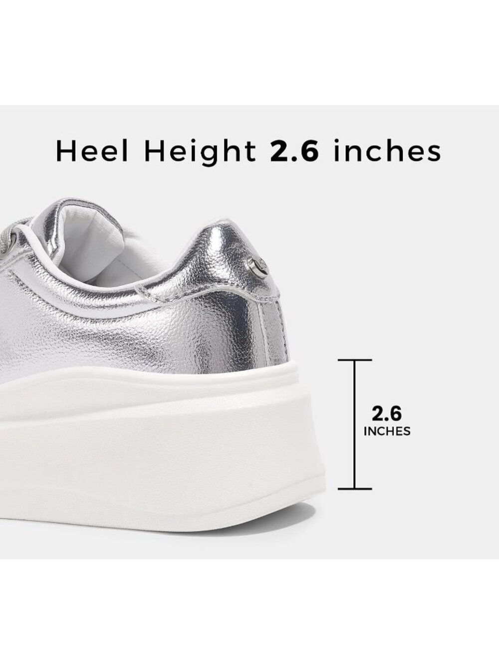 🆕Women's Silver Platform Fashion Sneakers Classic Low Top Thick Sole Casual - Picture 5 of 6